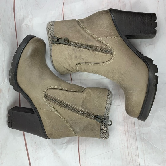 Steve Madden boots shoes knit sweater platform heel leather double zip grey 9.5 - Picture 5 of 16